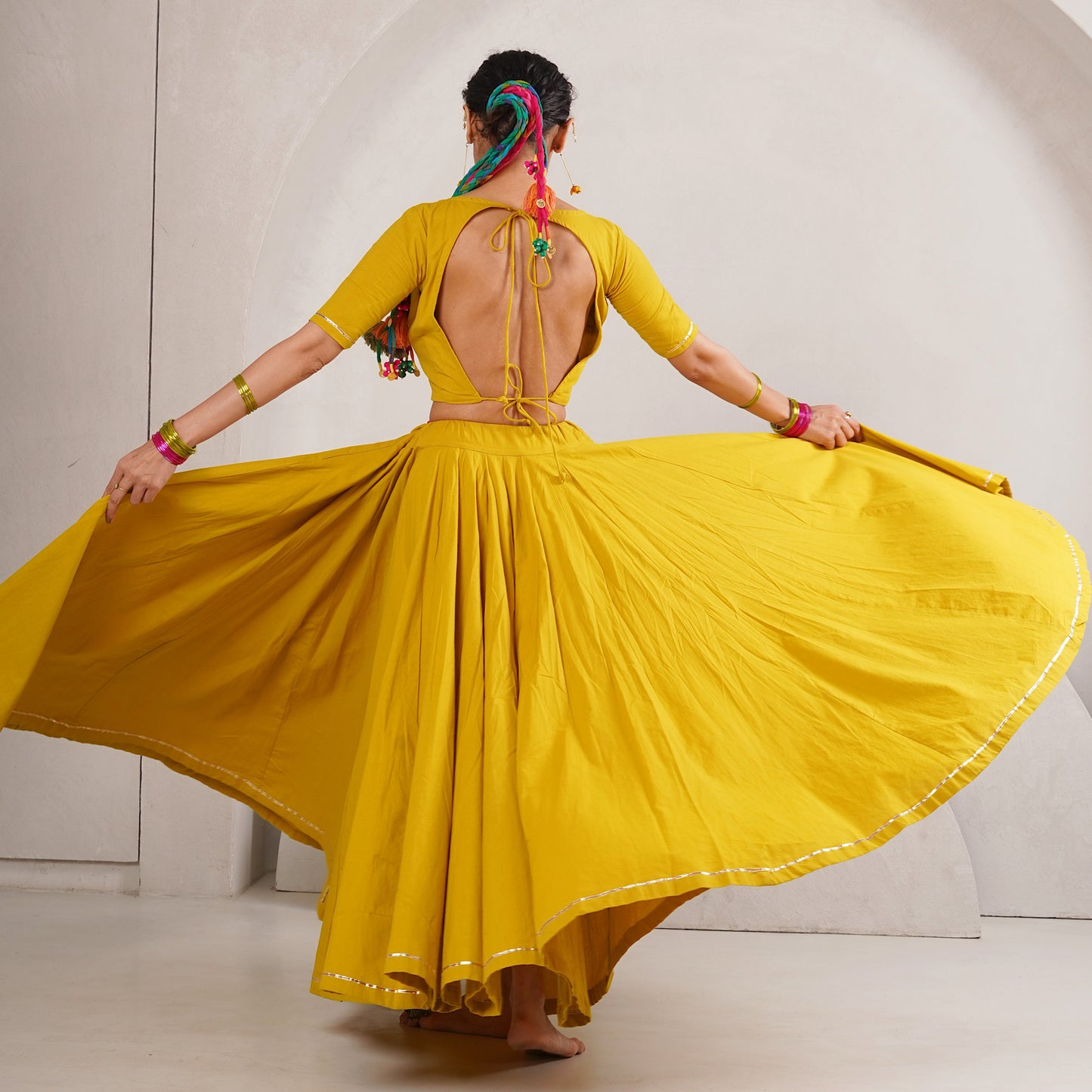 Jugalbandhi mustard yellow Chaniya Choli set