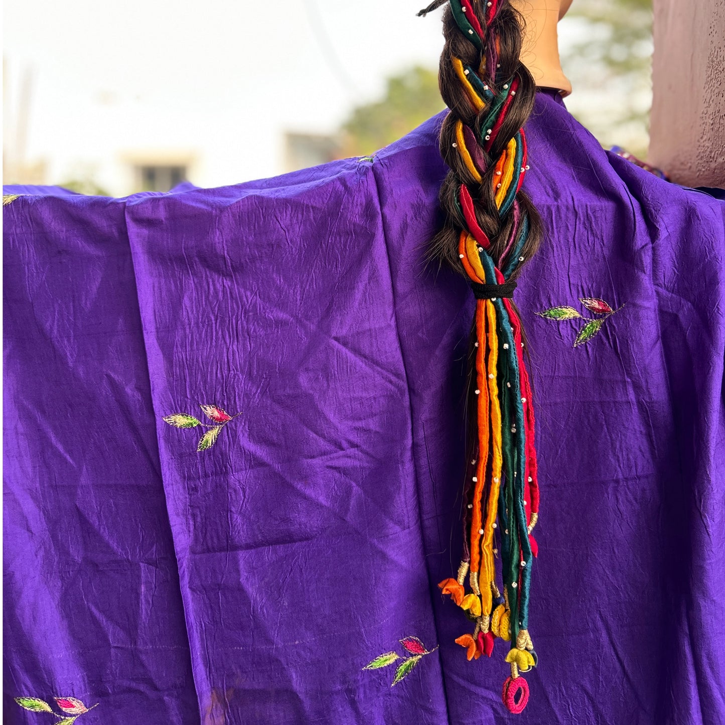 Silk multicolor hair strings 21 inch (For short to waist length hair)