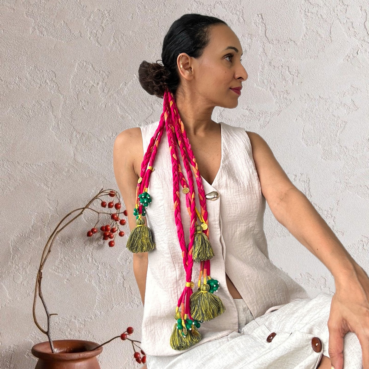 Latika hair accessory - Orange & Pink