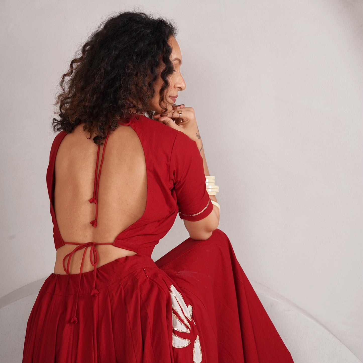 Phool Maroon Chaniya Choli set