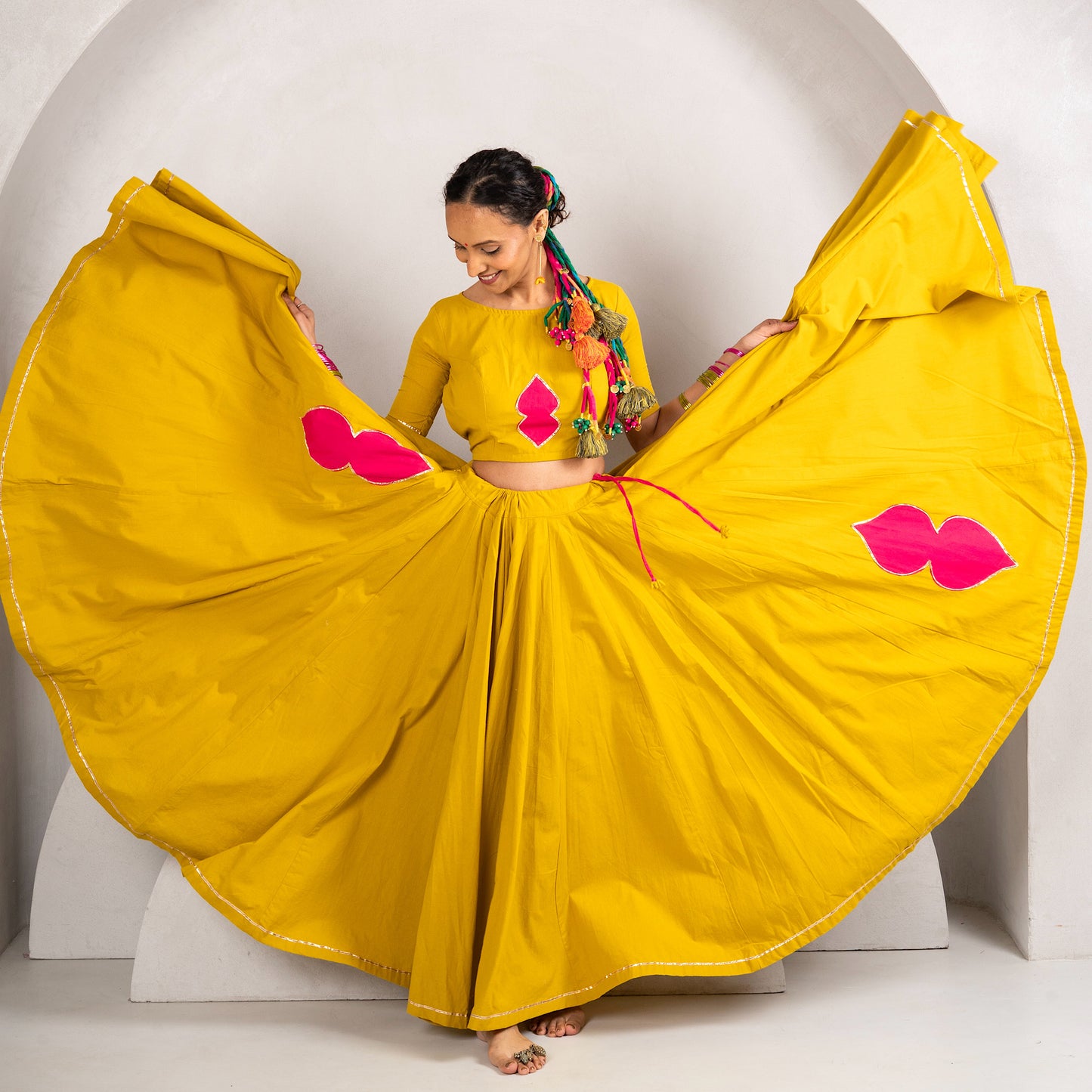 Jugalbandhi mustard yellow Chaniya Choli set