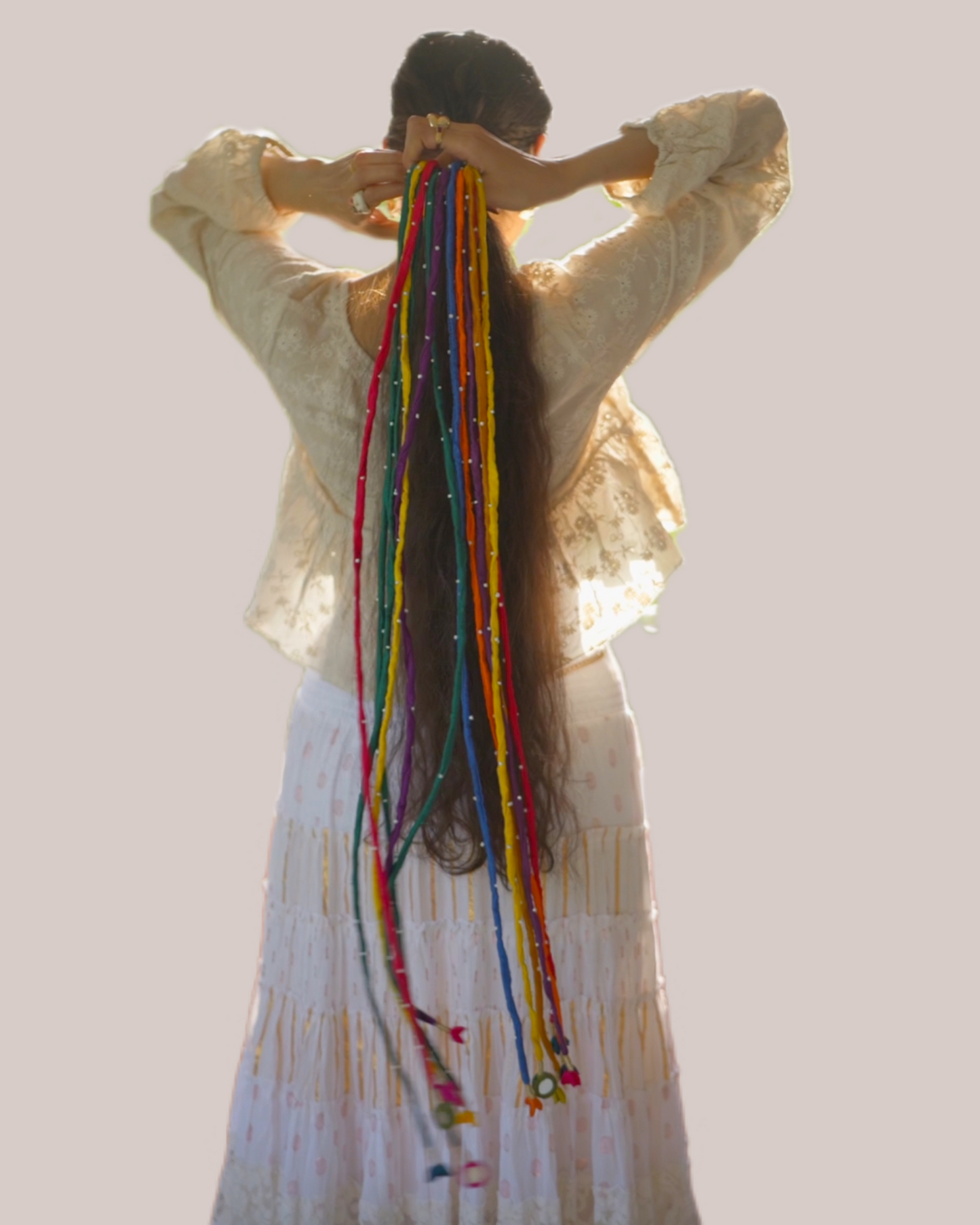 Silk multicolor hair strings 42 inch (for long hair)