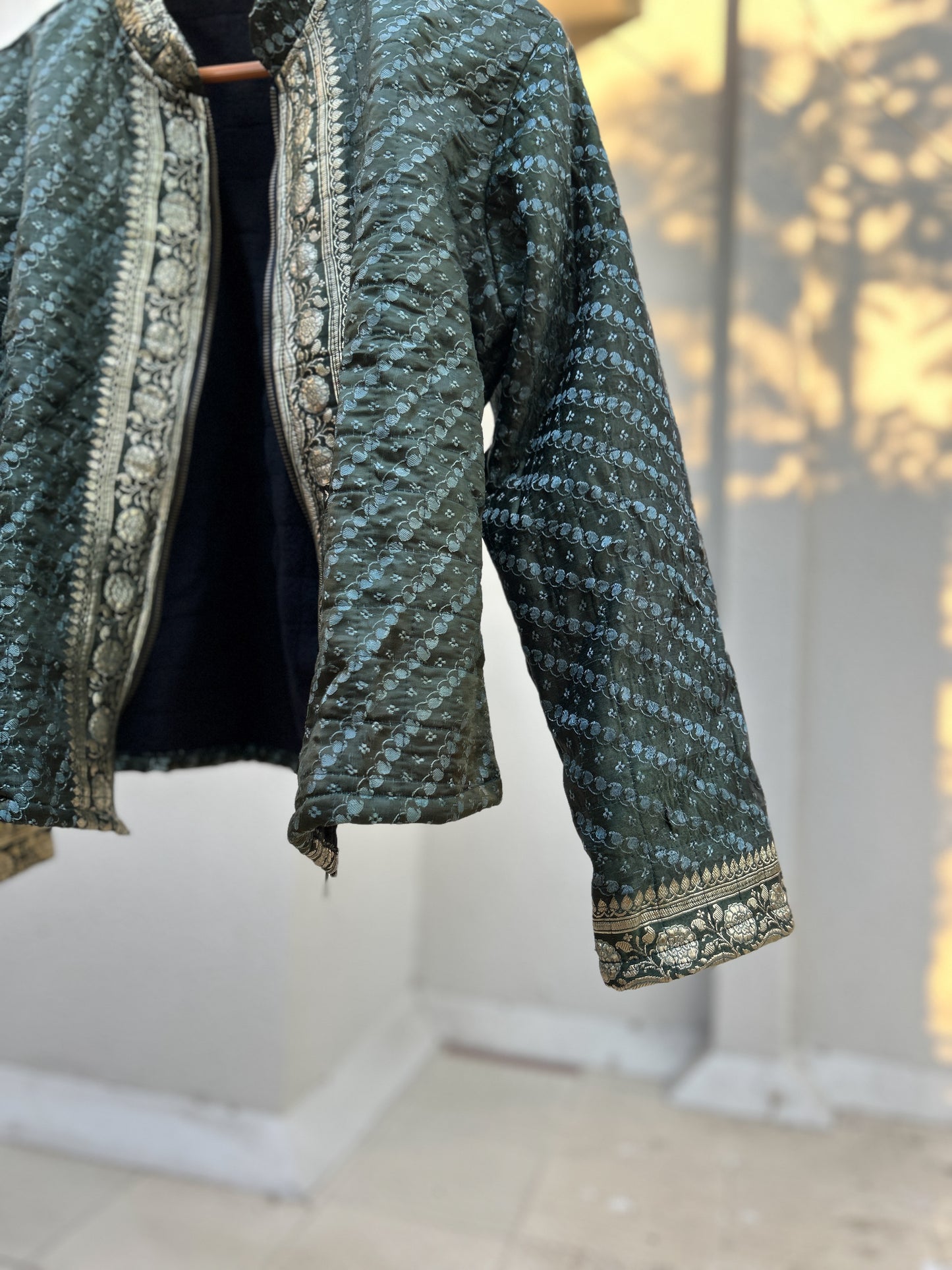 Green gold old saree jacket