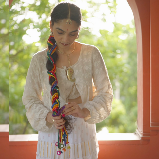 Silk multicolor hair strings 42 inch (for long hair)