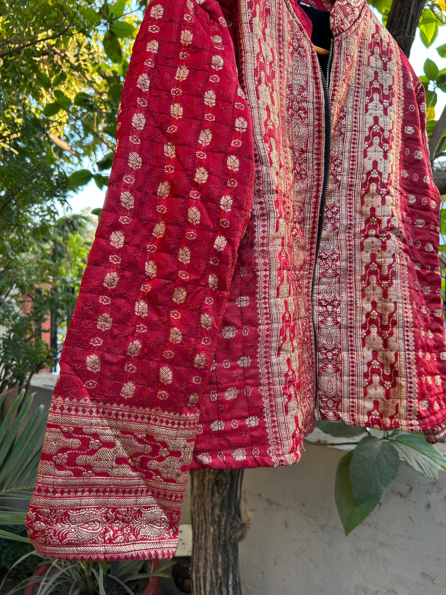 Ever red old saree jacket