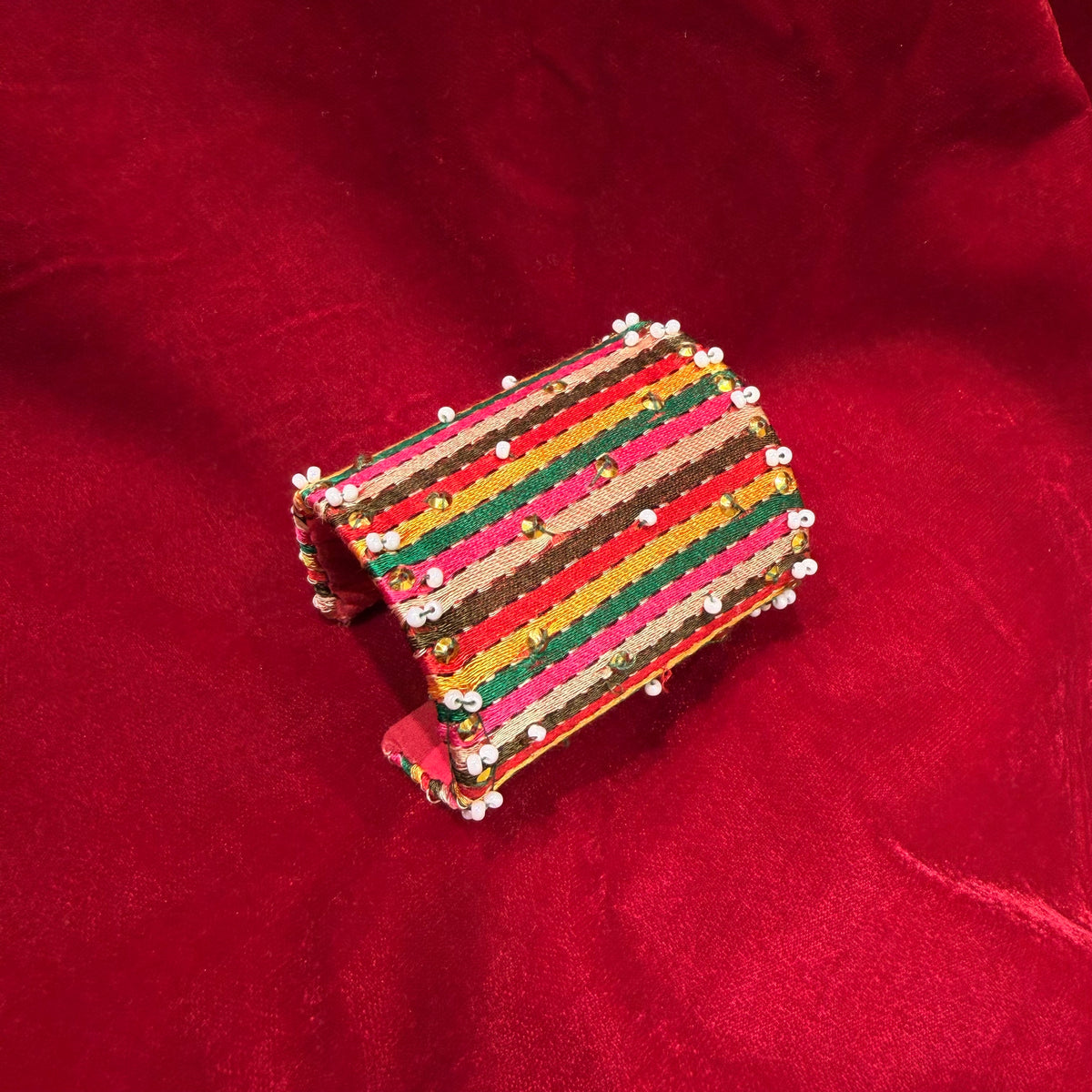 Textile multi color brass bracelet - Bright