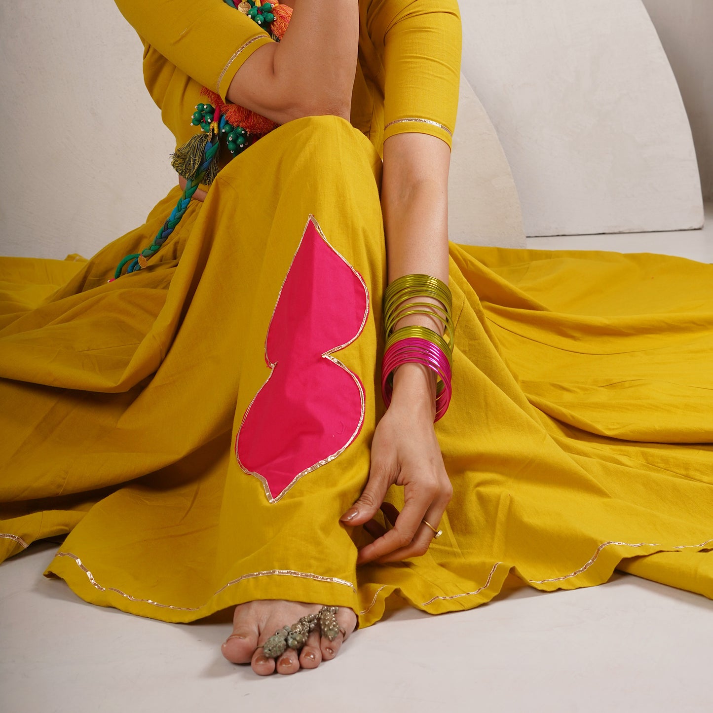 Jugalbandhi mustard yellow Chaniya Choli set
