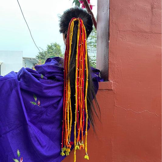 Silk hair strings 21 inch - Yellow, Orange, Pink