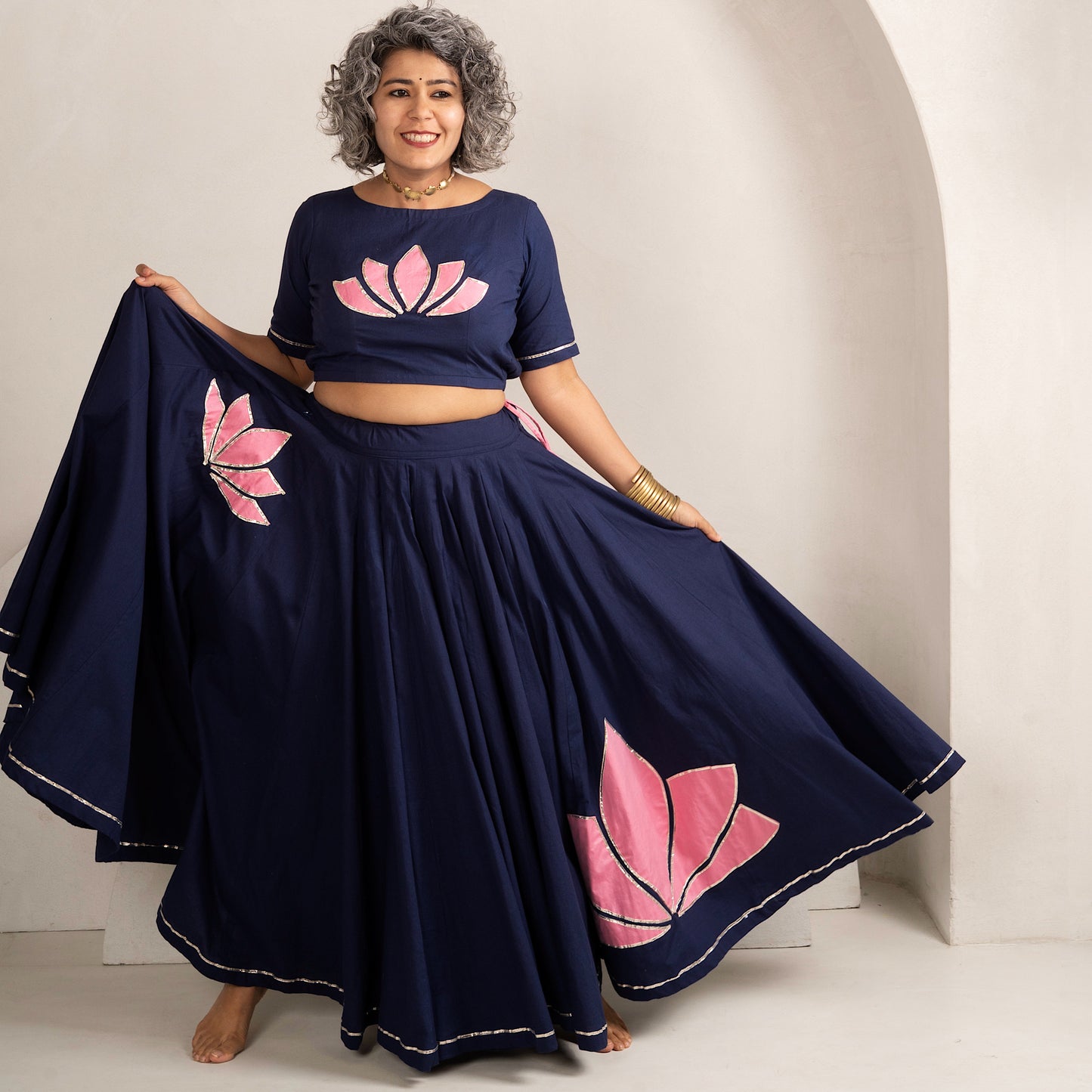 Pichwai Indigo blue Chaniya Choli set