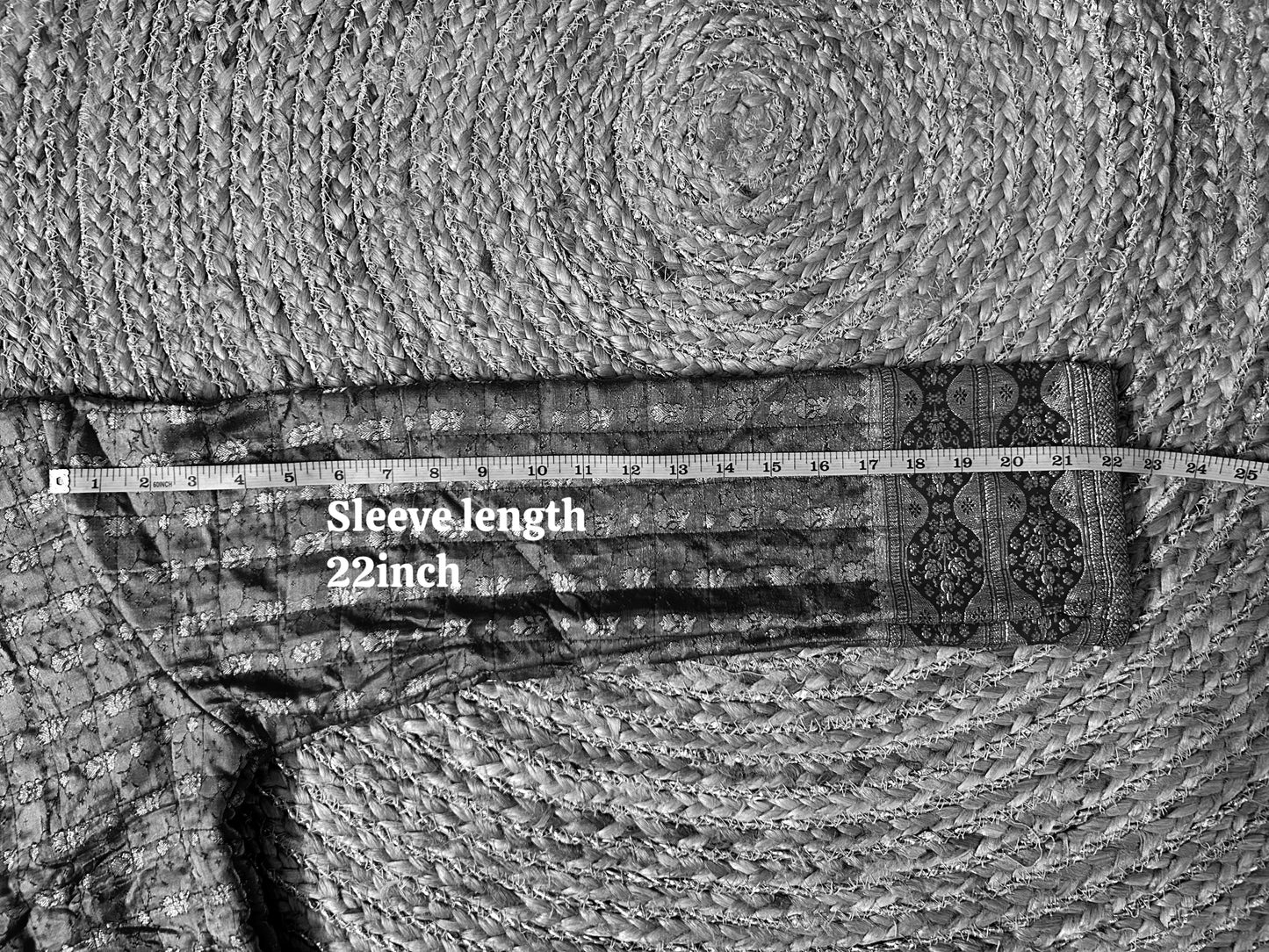 Green with intricate detailing winter old saree jacket