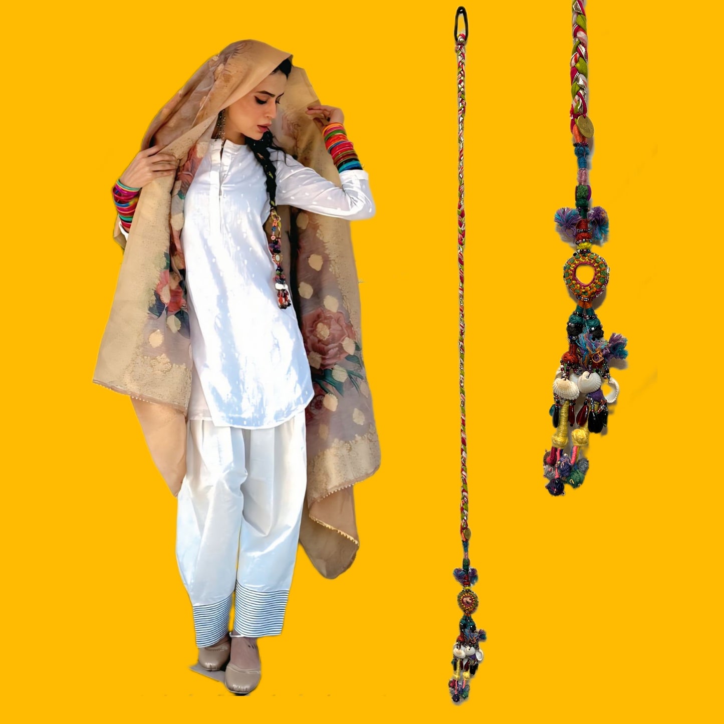 Parandi with rubber band 50 inch long