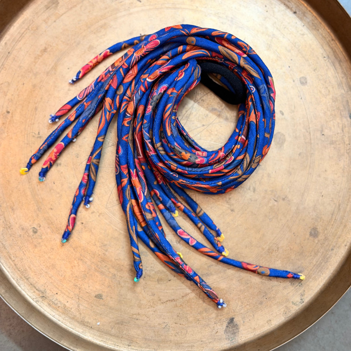 Blue floral Hair strings 21 inch with rubber band
