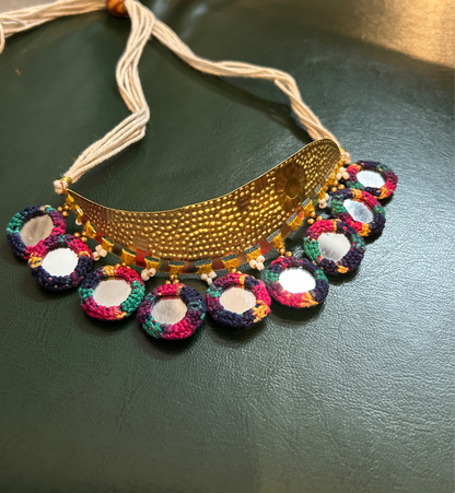 Brass multi Mirror Choker