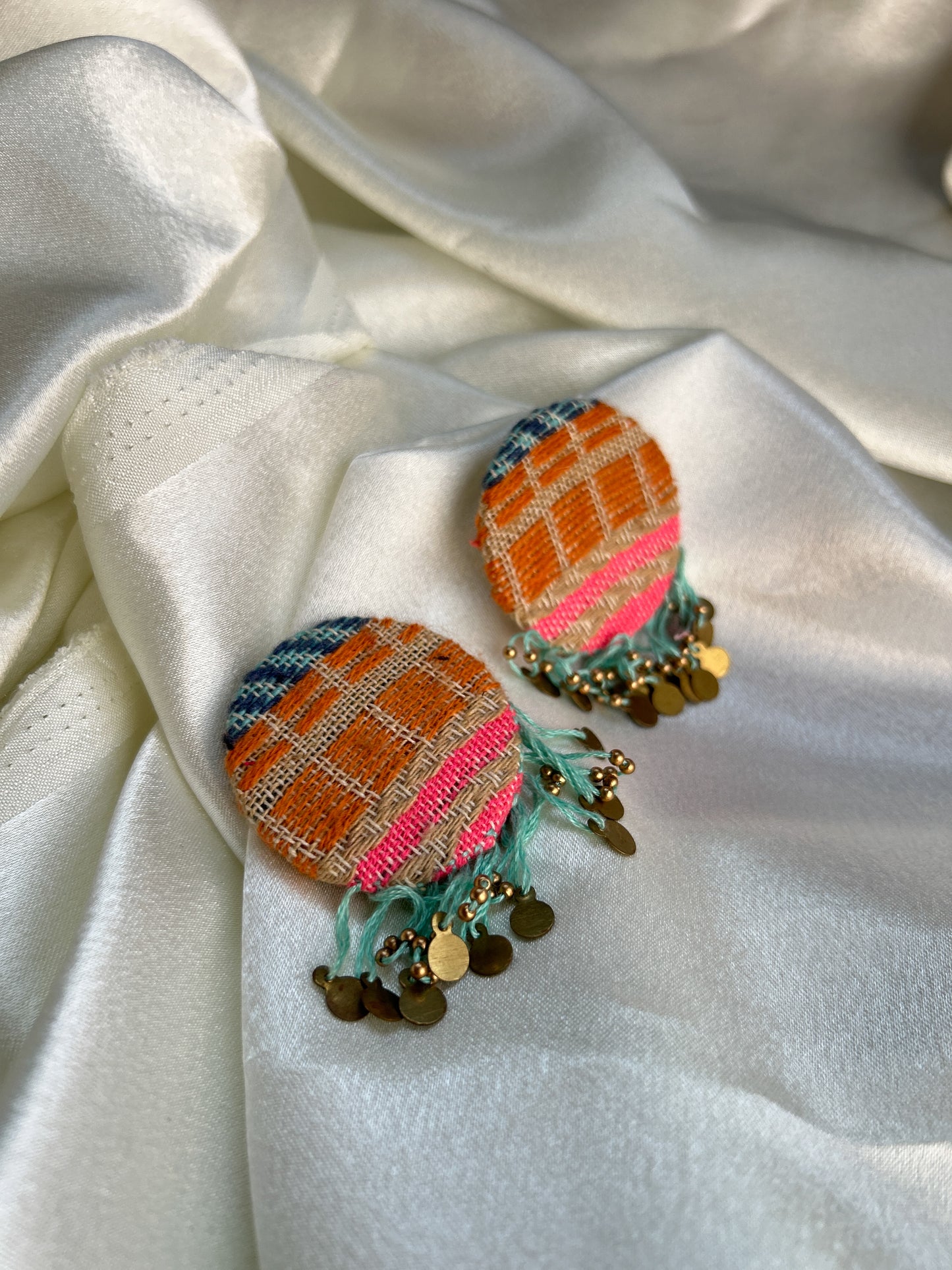 Orange jacquard Earrings