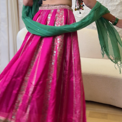 Pink old saree skirt 3