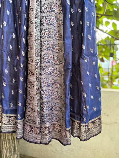 Indigo chand silk skirt