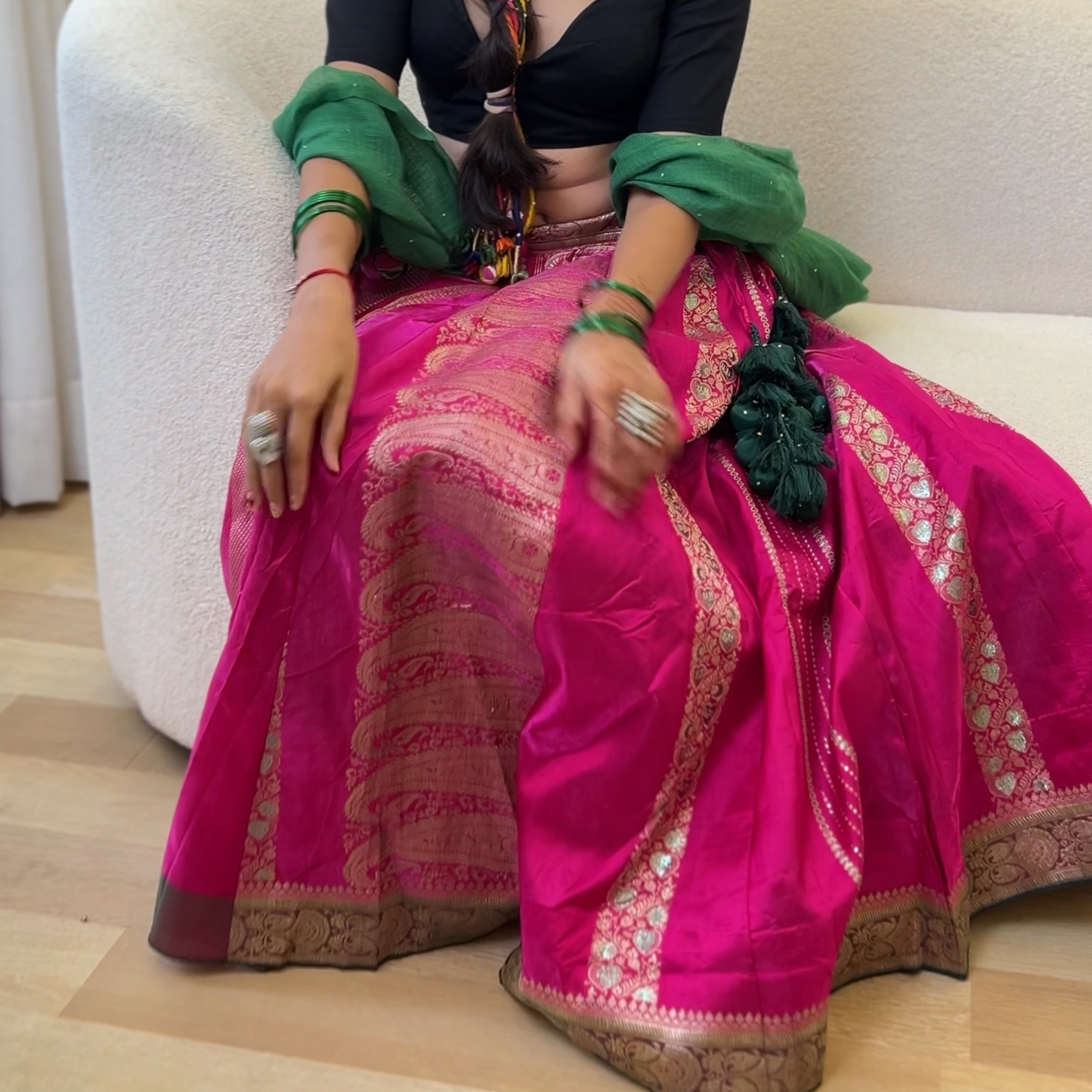 Pink old saree skirt 3