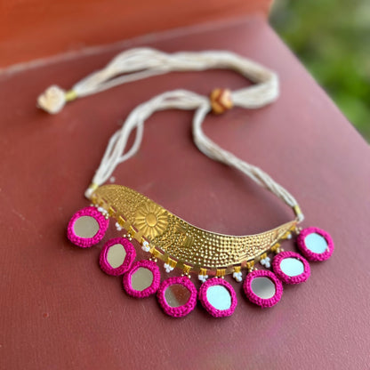 Brass pink Mirror Choker