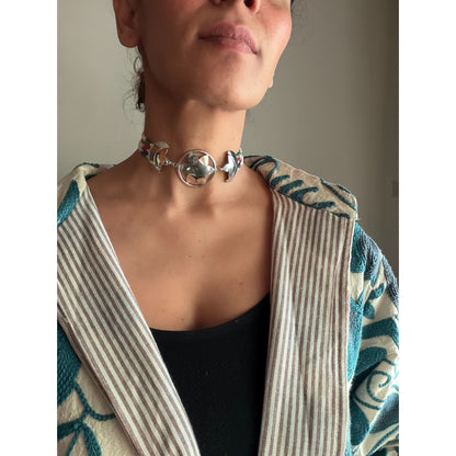 Flower moon choker (Rhodium silver color)