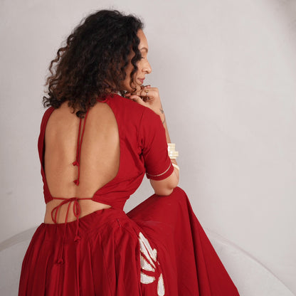 Phool Maroon Chaniya Choli set