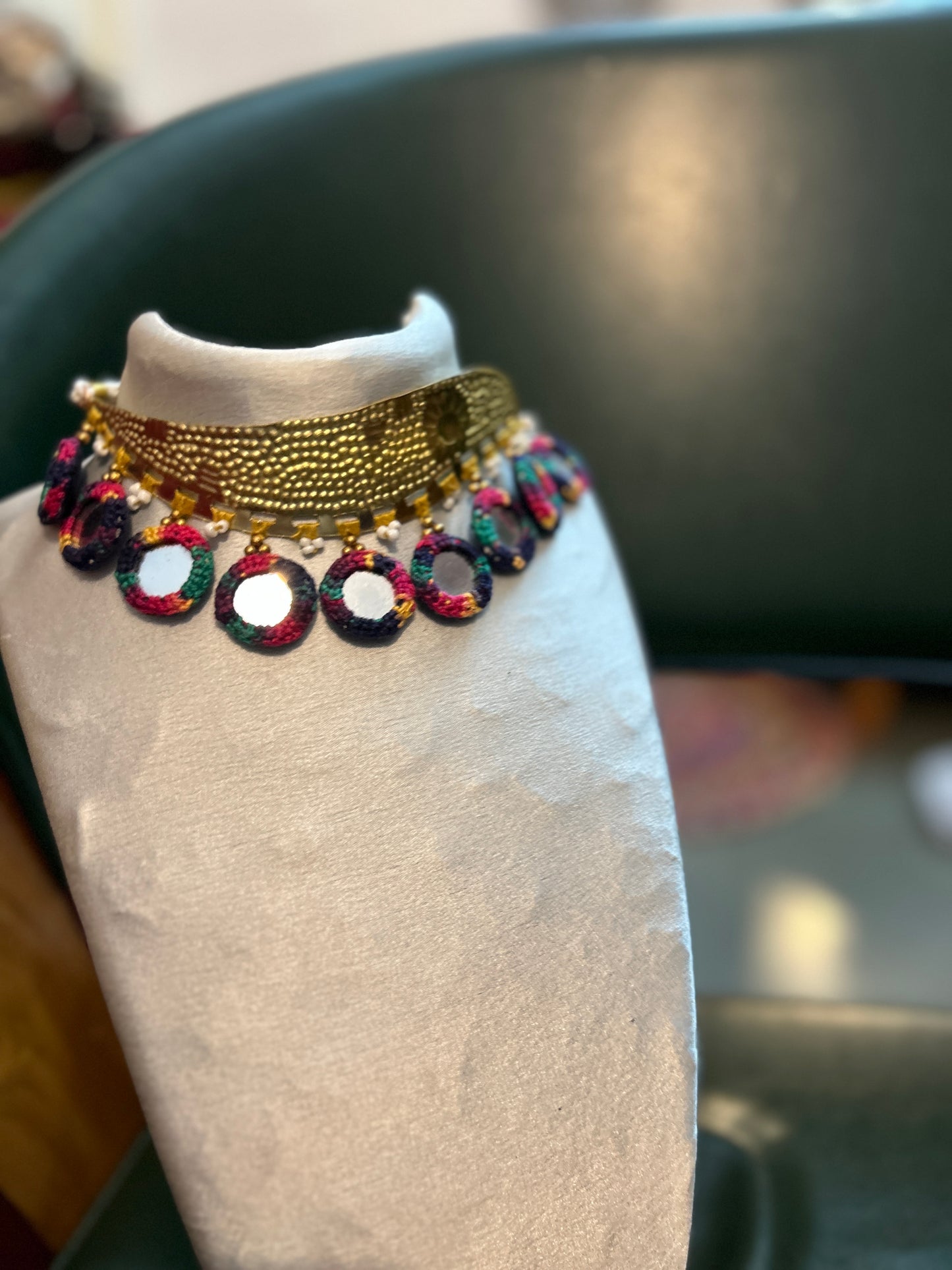 Brass multi Mirror Choker