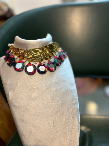 Brass multi Mirror Choker