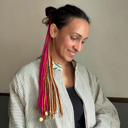 Silk gold pink hair strings 21 inch