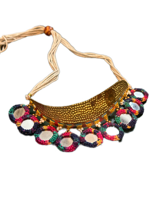 Brass multi Mirror Choker