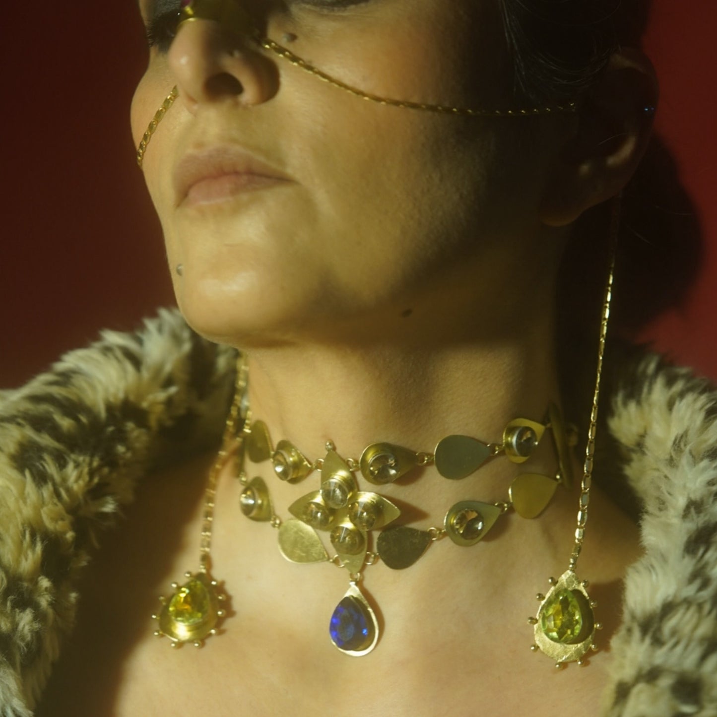 Nose -Ear sculptural chain