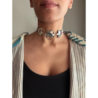 Flower moon choker (Rhodium silver color)