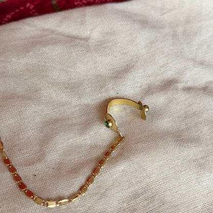 Nose - Single Ear flower drop sculptural chain