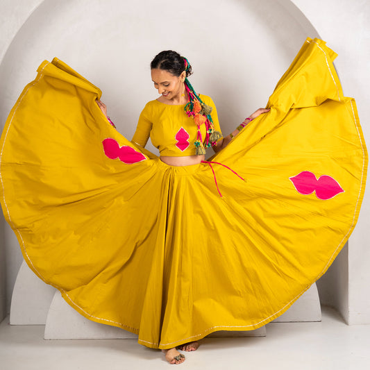 Jugalbandhi mustard yellow Chaniya Choli set