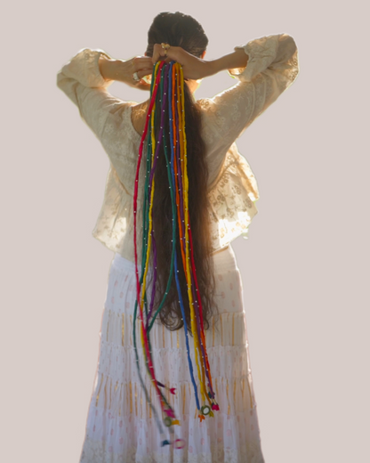 Silk multicolor hair strings 42 inch (for long hair)