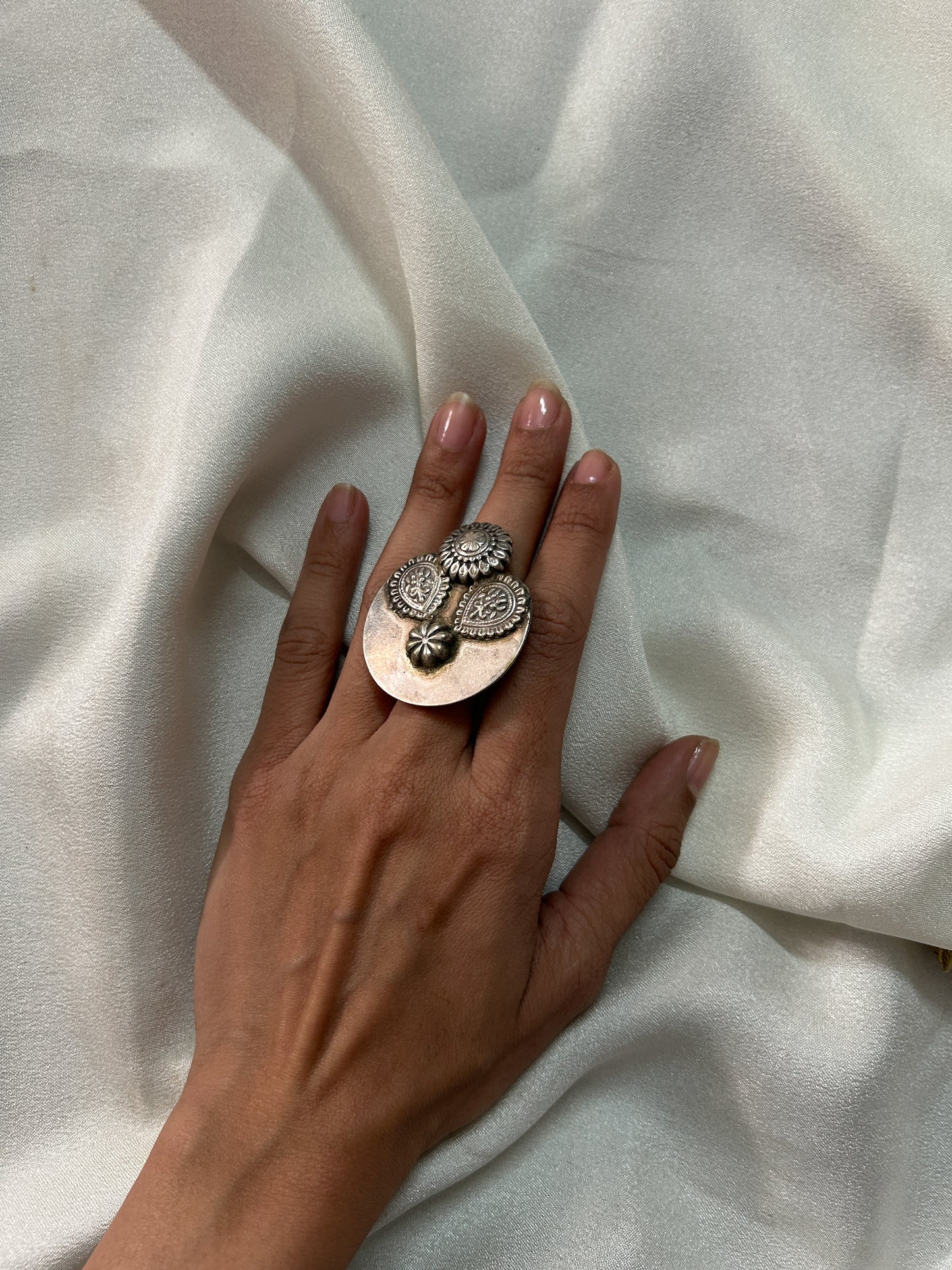 Silver statement circle ring