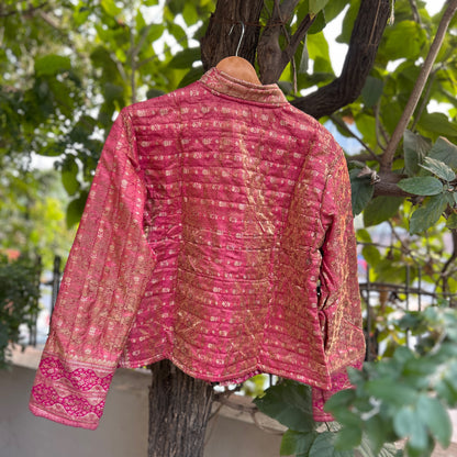 Blush pink winter old saree jacket