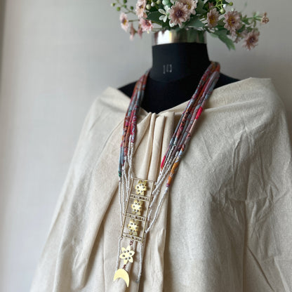 Brass Flower layered floral necklace