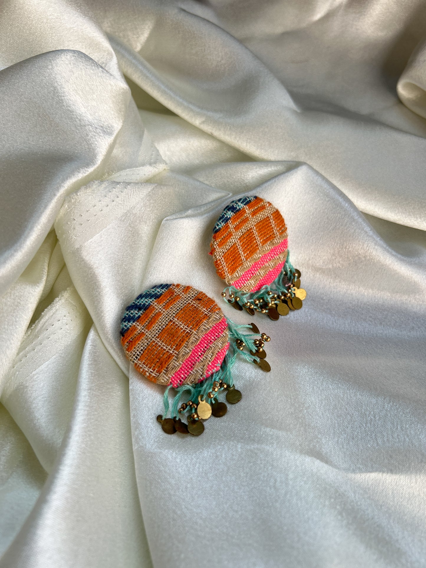 Orange jacquard Earrings