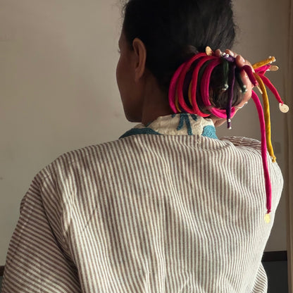 Silk multicolor hair strings 21 inch (with rubber band)