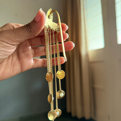 Flower brass hair pin