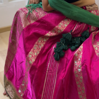 Pink old saree skirt 3