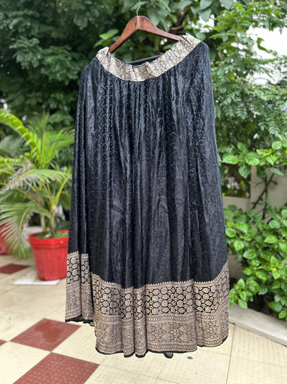 Classic black and antique gold saree skirt