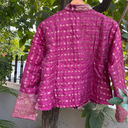 Dull pink winter old saree jacket