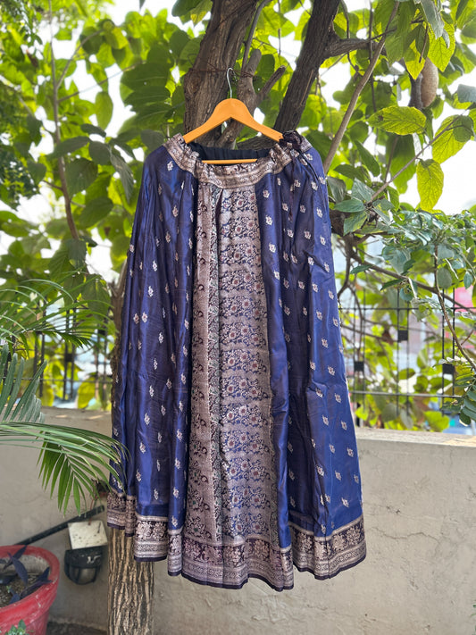 Indigo chand silk skirt