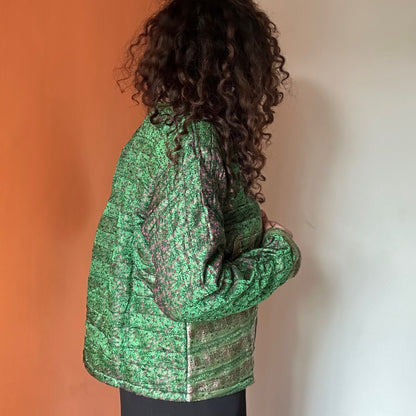 Green winter old saree jacket