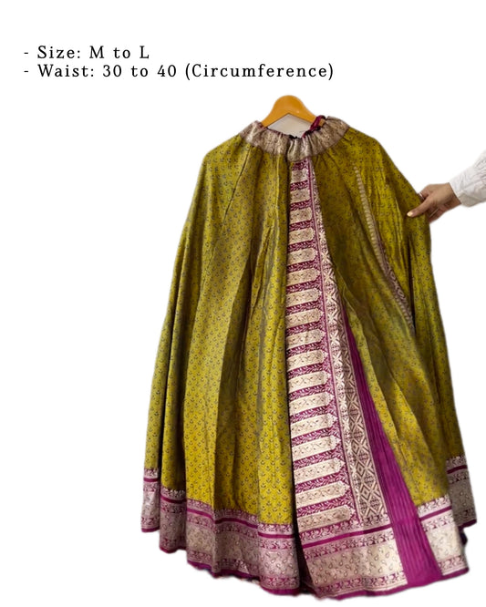 Mehndi Gulab silk skirt