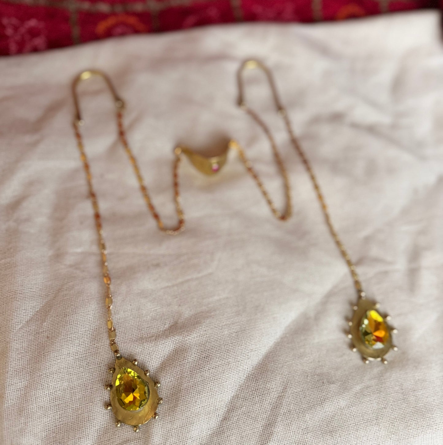 Nose - double Ear drop sculptural chain