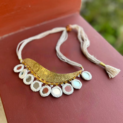 Brass Beige Mirror Choker