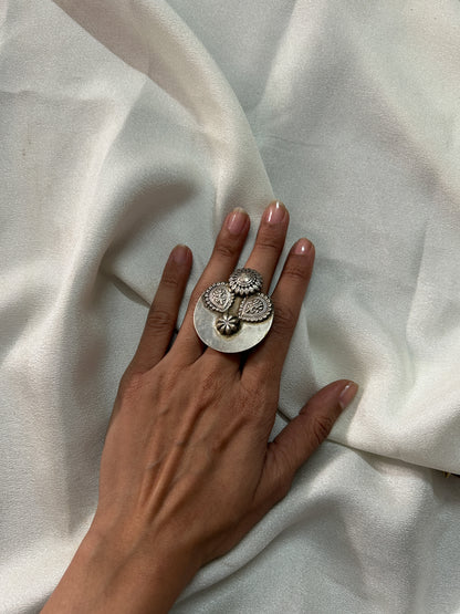 Silver statement circle ring