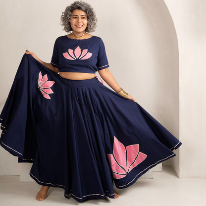 Pichwai Indigo blue Chaniya Choli set