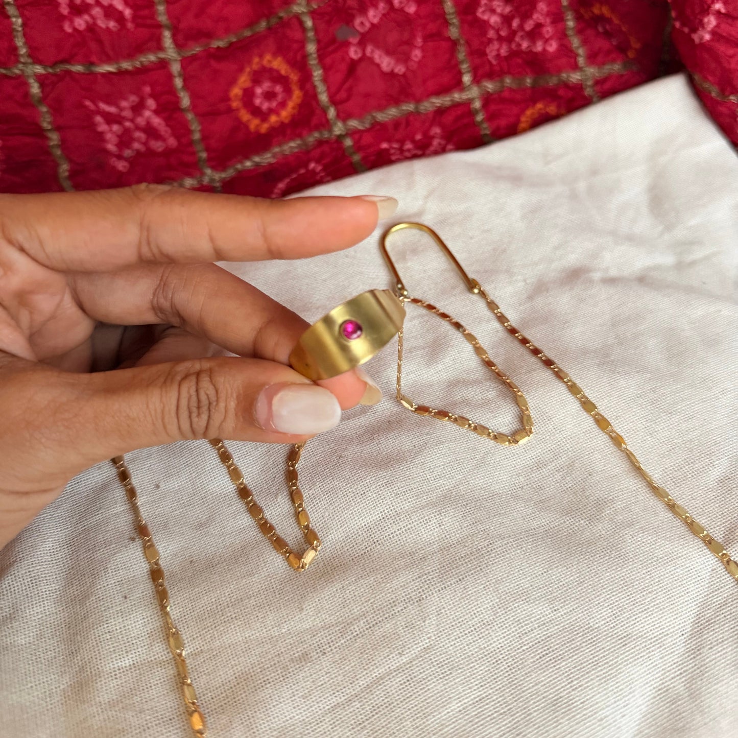 Nose - double Ear drop sculptural chain